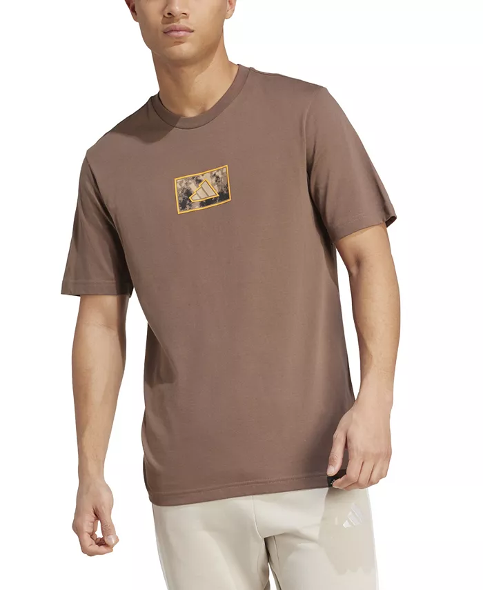 

Мужская футболка с камуфляжным принтом в виде квадратов Adidas, коричневый