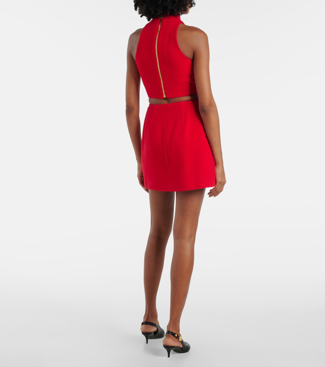 Складная мини-юбка из шерстяной смеси Balmain, Rouge — фото 3