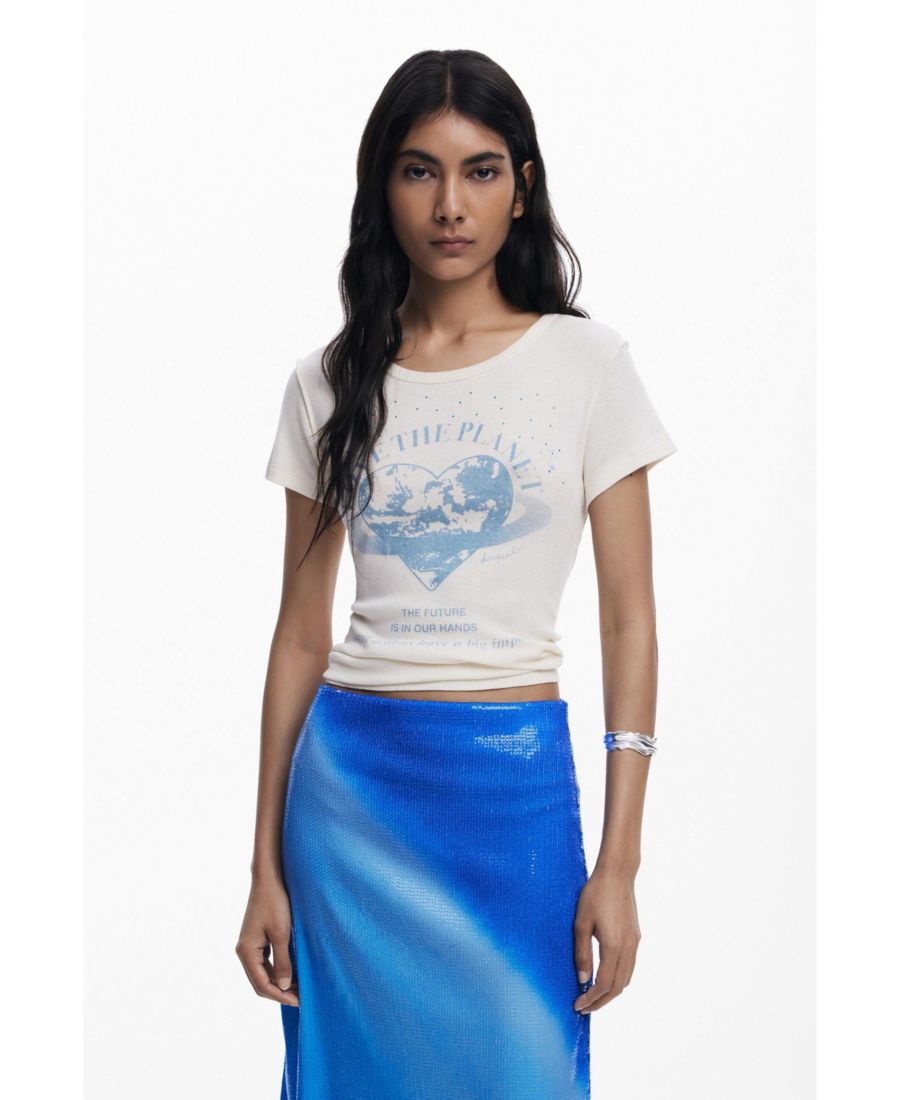 

Женская футболка "Люби планету" Desigual, Off white, Белый, Женская футболка "Люби планету" Desigual, Off white