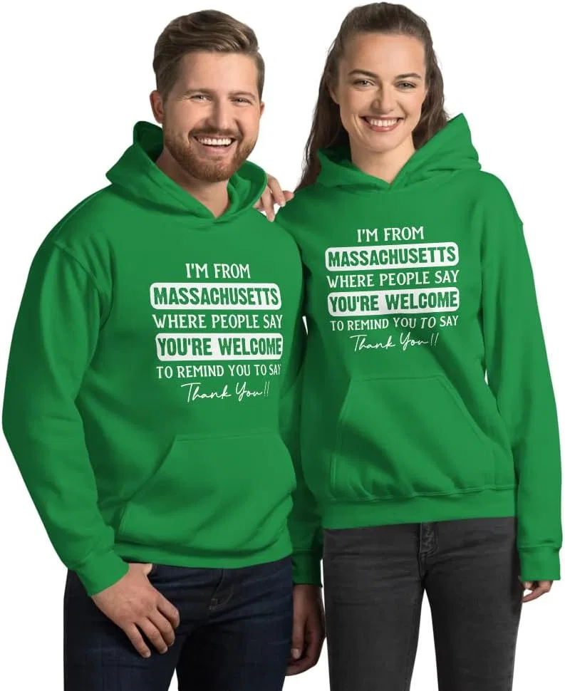 Толстовка с принтом "I'm From Massachusetts Where People Say You're Welcome To Remind You To Say Thank You" Generic, зеленый