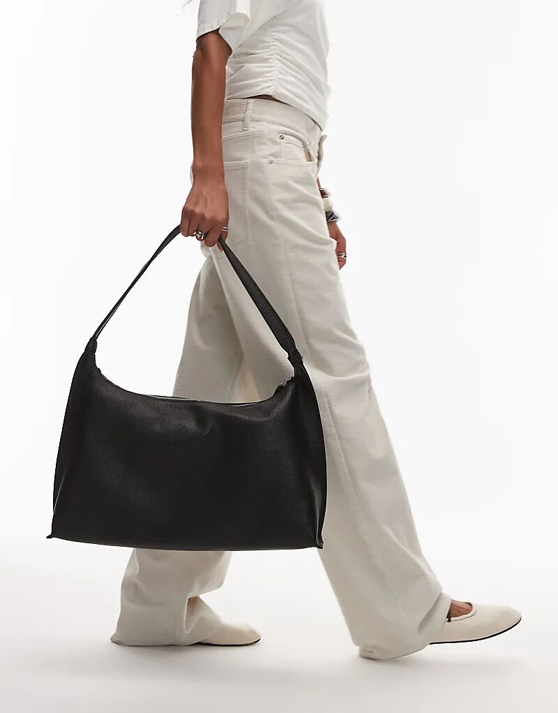 

& Other Stories кожаная сумка через плечо изогнутой формы черного цвета