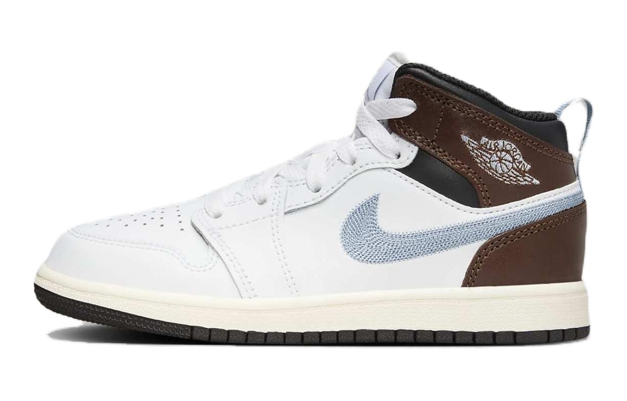 

Баскетбольные кроссовки Air 1 Kids для начальной школы Jordan, белый/коричневый