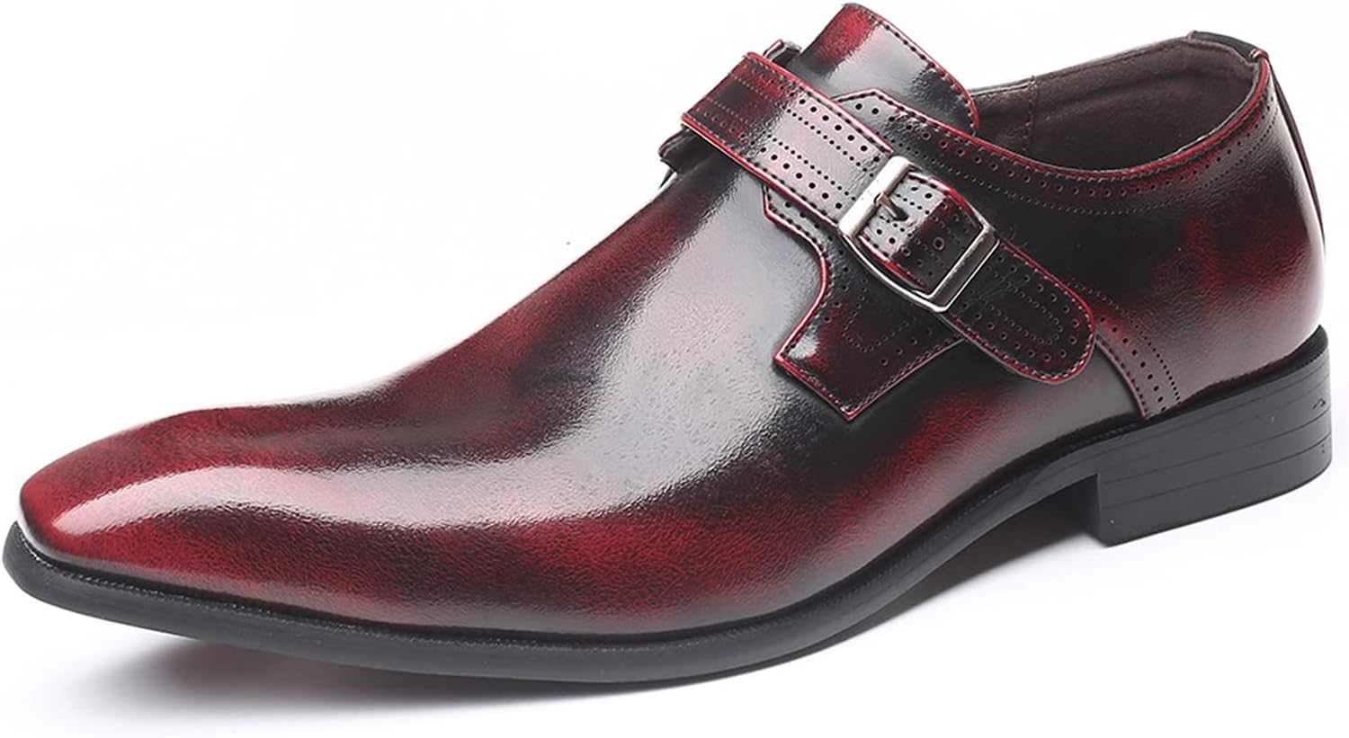 

Мужские туфли Battle Men Retro Oxford из искусственной кожи с пряжкой в стиле монк, заостренный носок, на каблуке, однотонные, формальные, красный