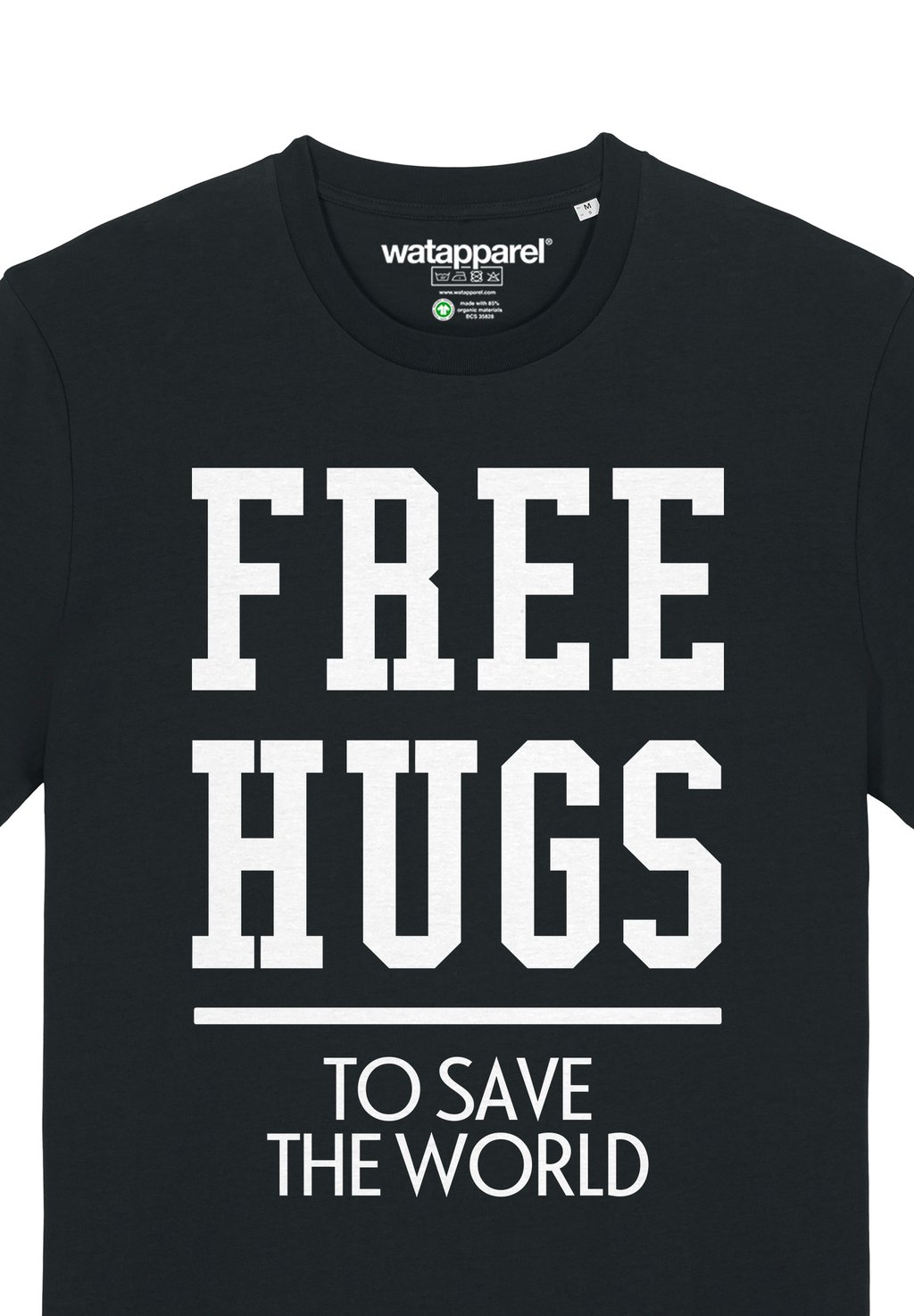 

Футболка с принтом FREE HUGS TO SAVE THE WORLD watapparel, черный