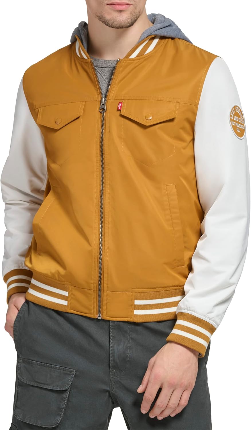 

Мужская университетская куртка-бомбер Levi's Colorblock, Spice/Fleece Hood