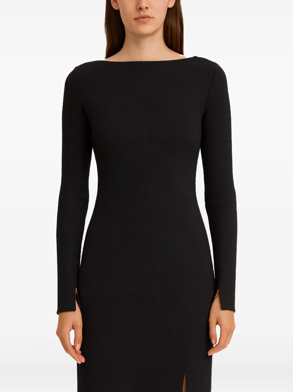 

Платье миди с длинными рукавами и воротником-хомутом Patrizia Pepe, черный