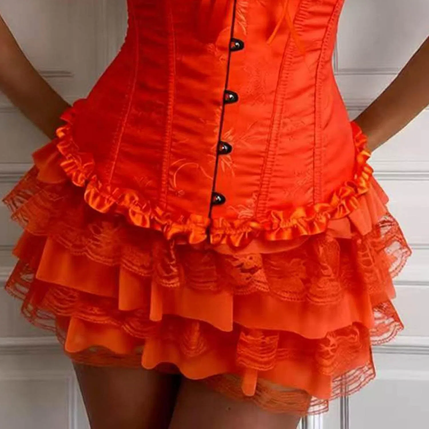 Женские шорты с оборками и кружевной отделкой, Generic, Orange — фото 3