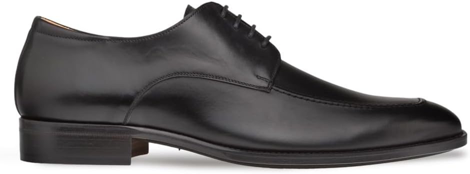 Mezlan Coventry Apron Derby - мужские дерби из итальянской телячьей кожи с ручной отделкой, стелькой из пены с эффектом памяти и подошвой из кожи/резины - ручная работа в Испании, черный — фото 2