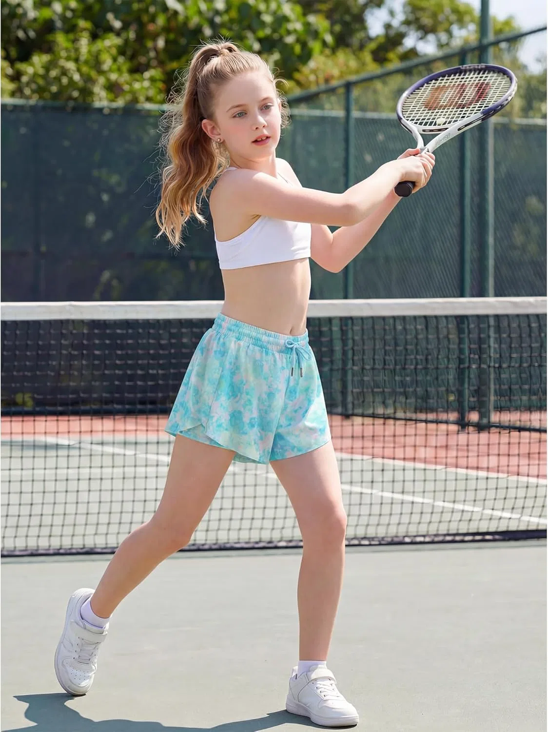 Шорты для девочек Stelle Flowy Shorts с карманами, 2-в-1, Blue Meadow — фото 3