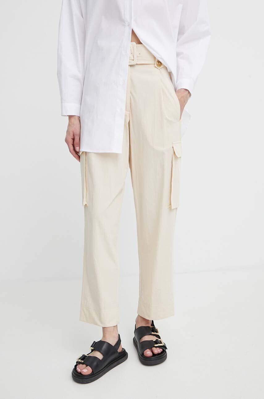

Хлопковые брюки Twinset, бежевый