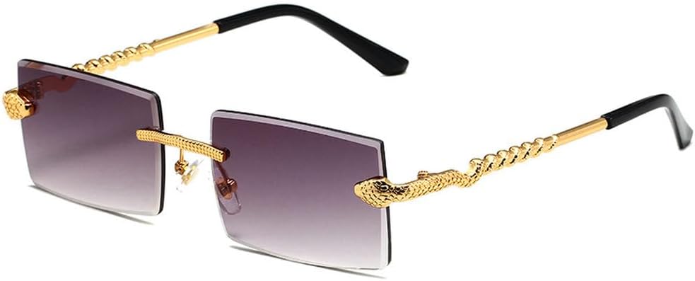 

Солнцезащитные очки без оправы, прямоугольные, мужские и женские, модные, винтажные, с витой оправой в виде змеиных ножек, градиентные, женские, класса люкс HVTVTLA, Doublegray