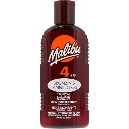 

Sun Spf 4 Бронзирующее масло для загара, водостойкое с ароматом кокоса, 200 мл, Malibu