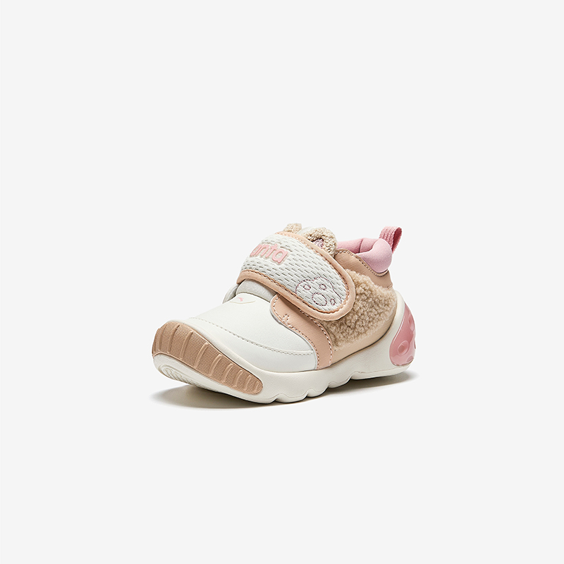 Легкие амортизирующие термо низкие детские ботинки white khaki pink для малышей Antakids, айвори белый/Raw Wood — фото 3