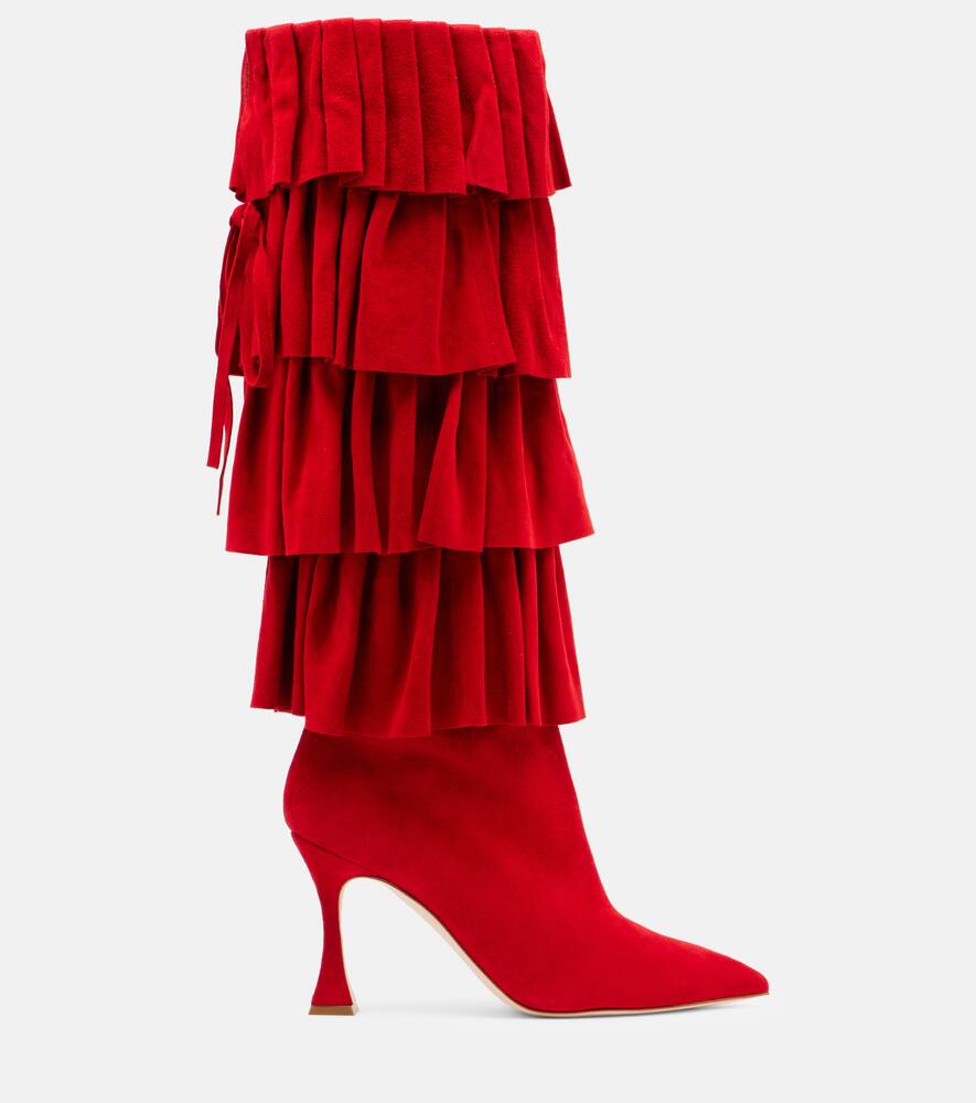 Miralone 90 замшевые высокие сапоги до колена Manolo Blahnik, 6208 Bred — фото 4