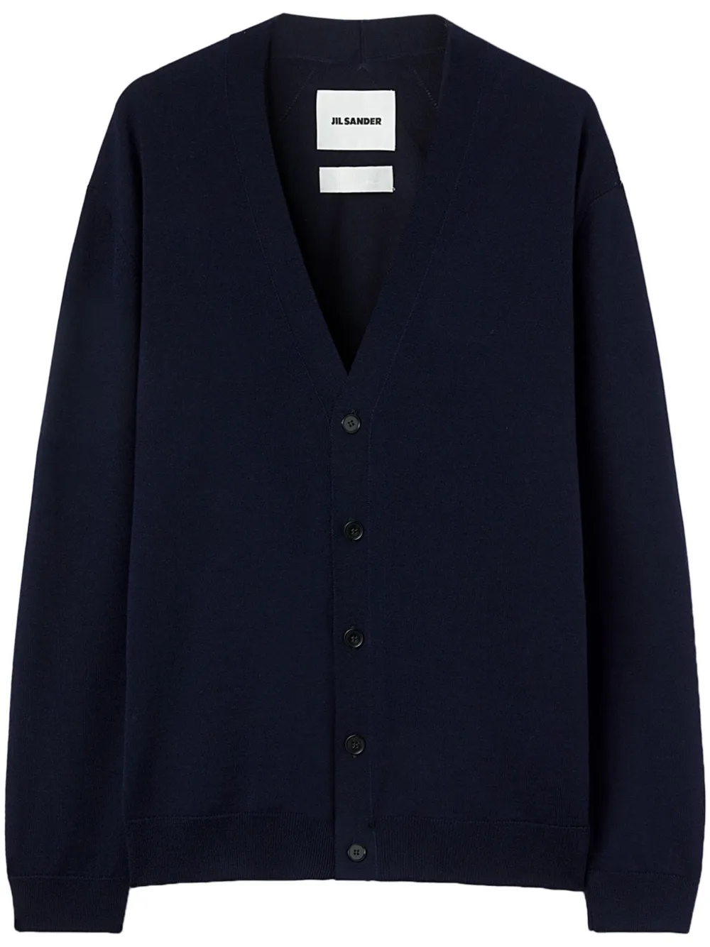 

Шерстяной кардиган с V-образным вырезом JIL SANDER, синий