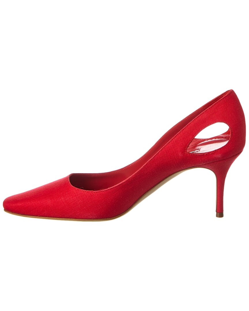 Manolo Blahnik Toplaca 70 Linen Pump, красный — фото 2