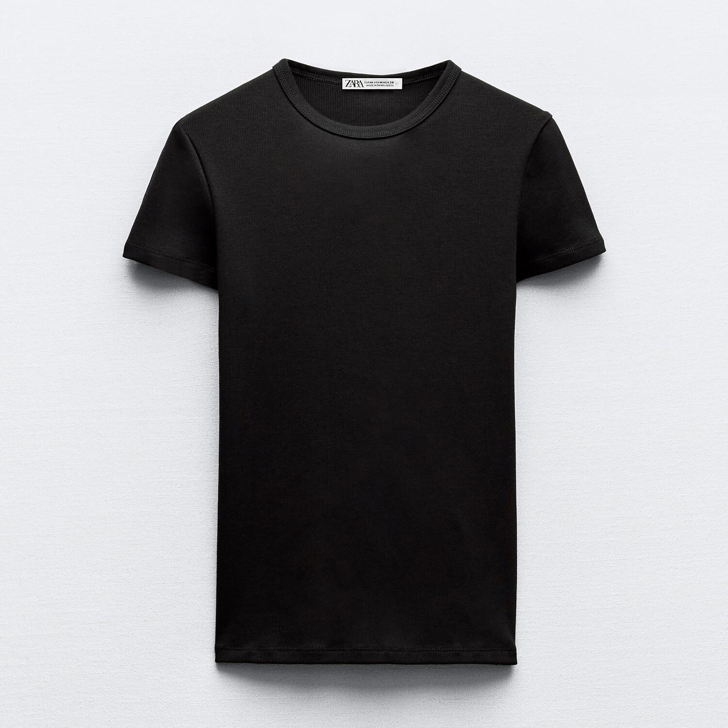 

Футболка Zara Ribbed Short Sleeve, черный