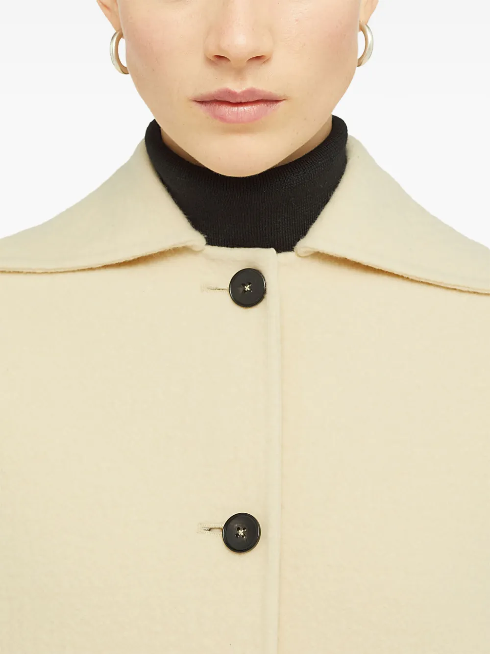 Однобортное пальто из необработанной шерсти JIL SANDER, нейтральный — фото 4