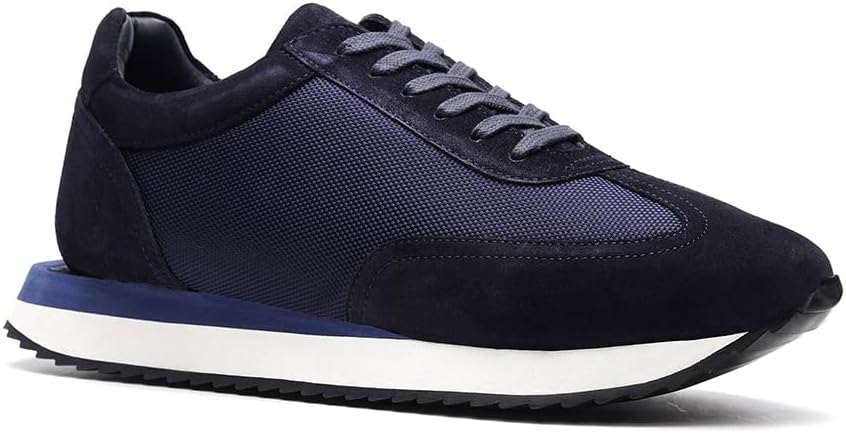 

Кроссовки A. Veer Richard для мужчин, Замшевые кроссовки, Удобная шнуровка с резиновой подошвой, Амортизирующая стелька для комфорта на весь день, темно-синий