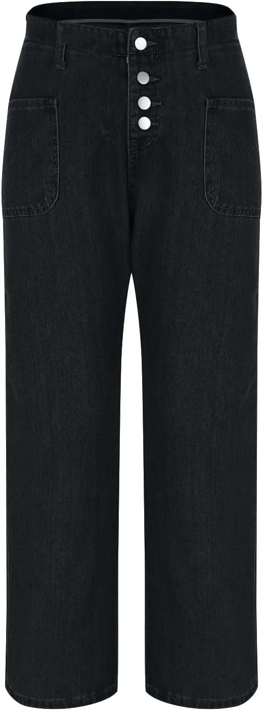 Джинсы для женщин High Waisted Stretch, офисные, широкие — фото 3