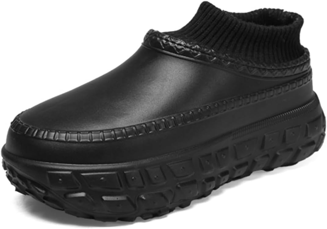 

Мужские уютные вязаные сабо с воротником, легкие удобные повседневные туфли с толстой подошвой, идеально подходят для ношения дома и на улице Aokisx, черный