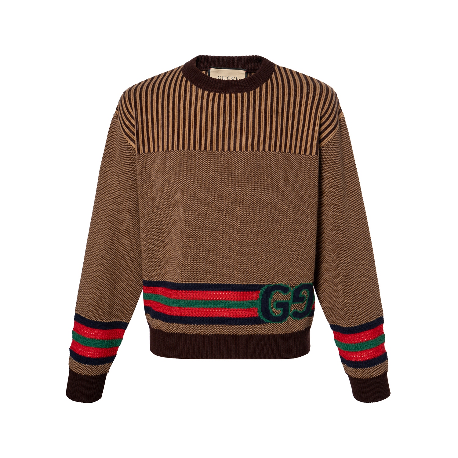 

Свитер с переплетенным логотипом G GUCCI, коричневый