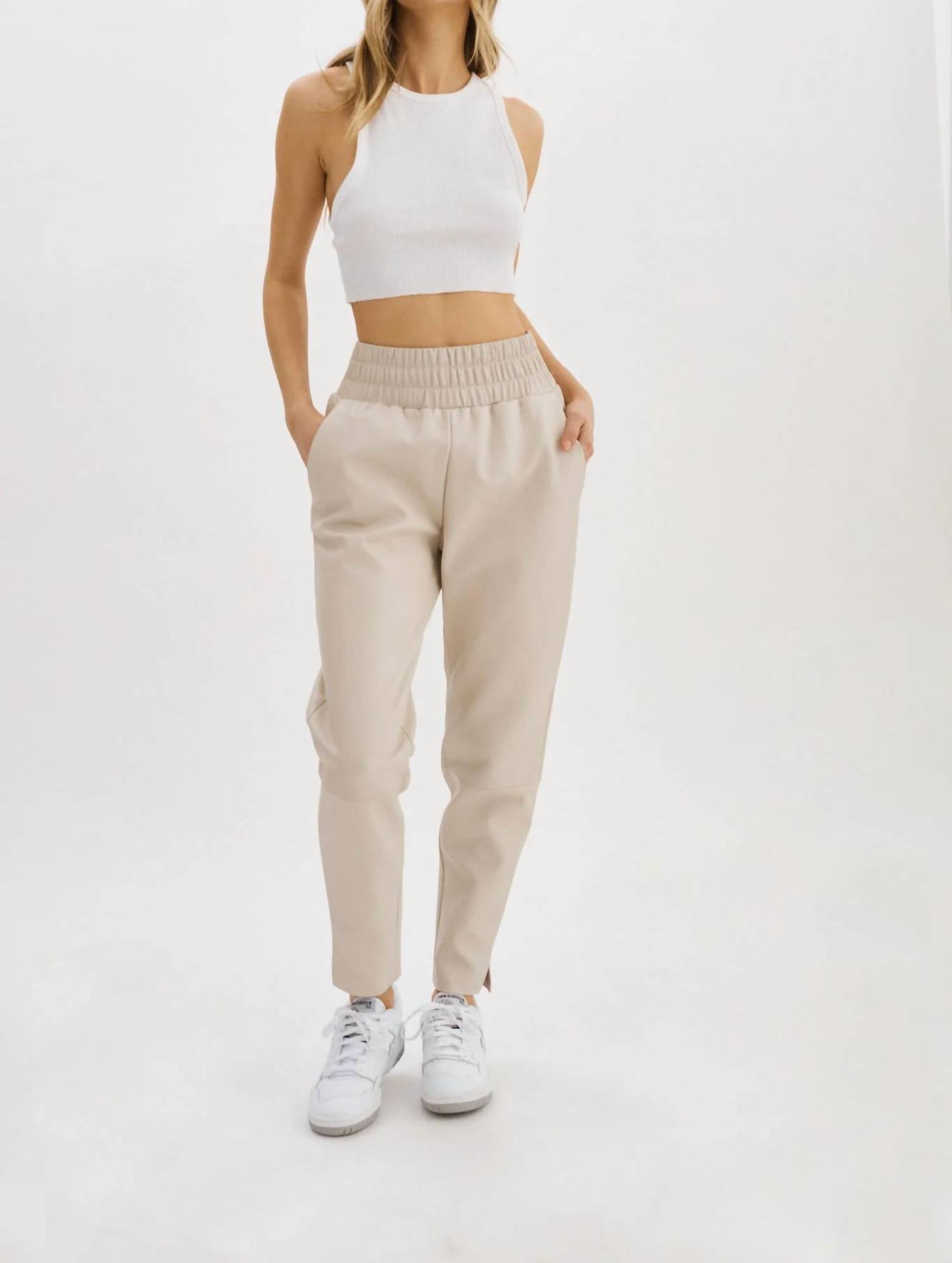 

Кожаные джоггеры Nineta из кости LAMARQUE, цвет bone