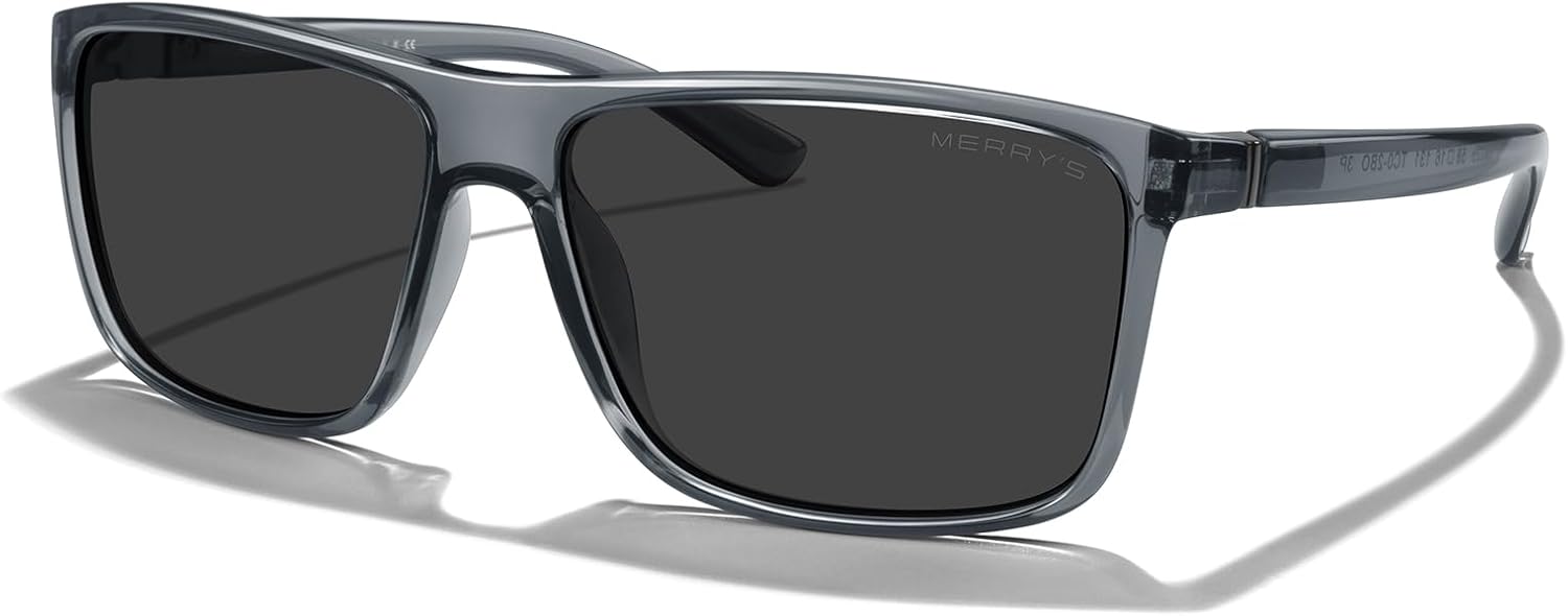 

Прямоугольные поляризованные спортивные солнцезащитные очки MERRY'S для мужчин и женщин, для езды на велосипеде, вождения, рыбалки, с защитой UV400, модель S8225, Bright Tra Gray Frame/Gray Metal/Black Lens