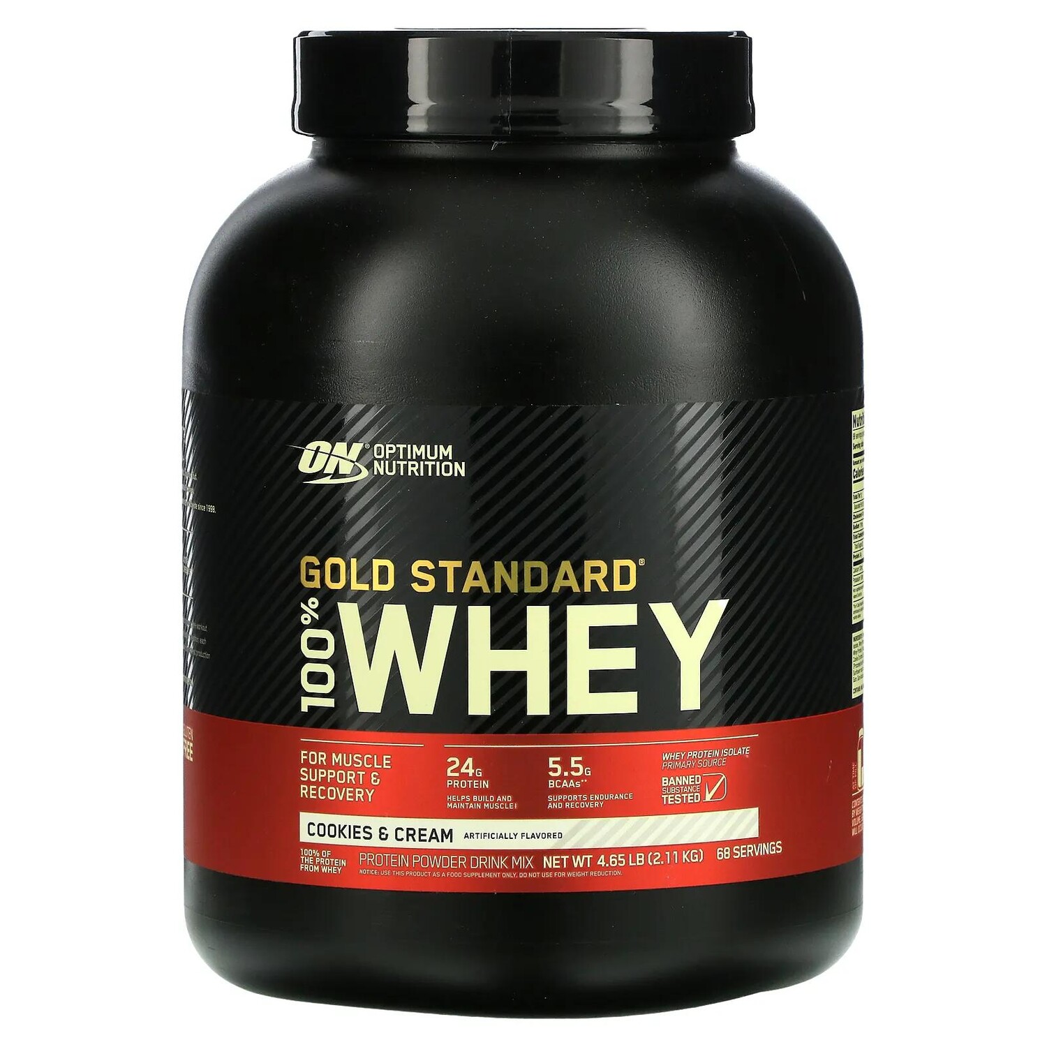 

Optimum Nutrition Gold Standard 100% Whey Cookies & Cream ("Печенье со сливками") 5 фунтов (2,27 кг)