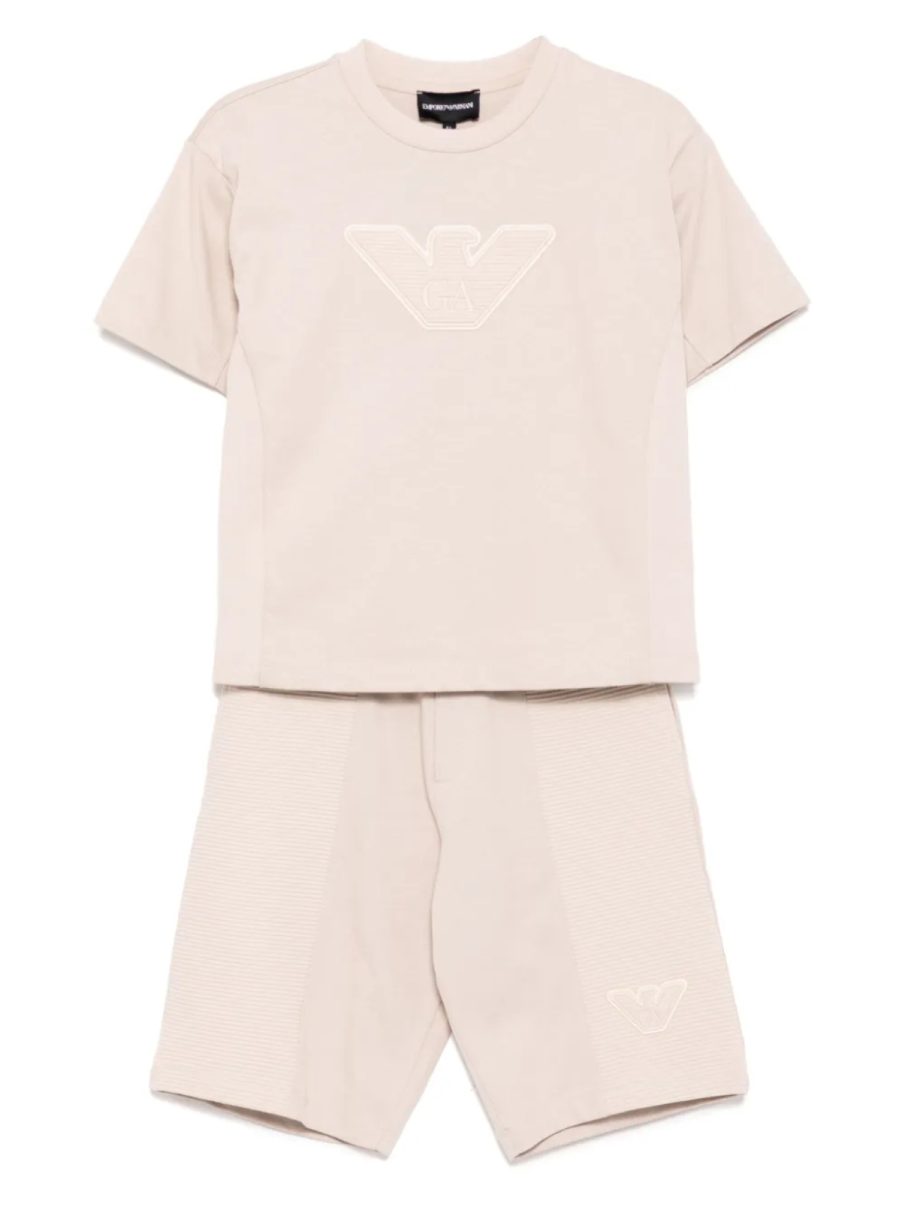 

Комплект из футболки и шортов с логотипом Emporio Armani Kids, коричневый
