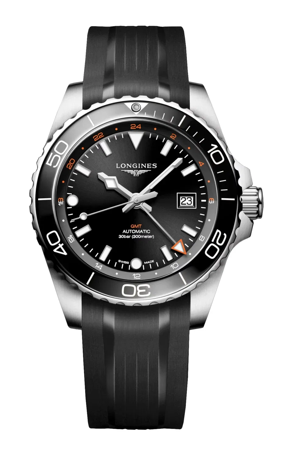 HYDROCONQUEST GMT 43 ММ - L3.890.4.56.9 LONGINES, серебряный