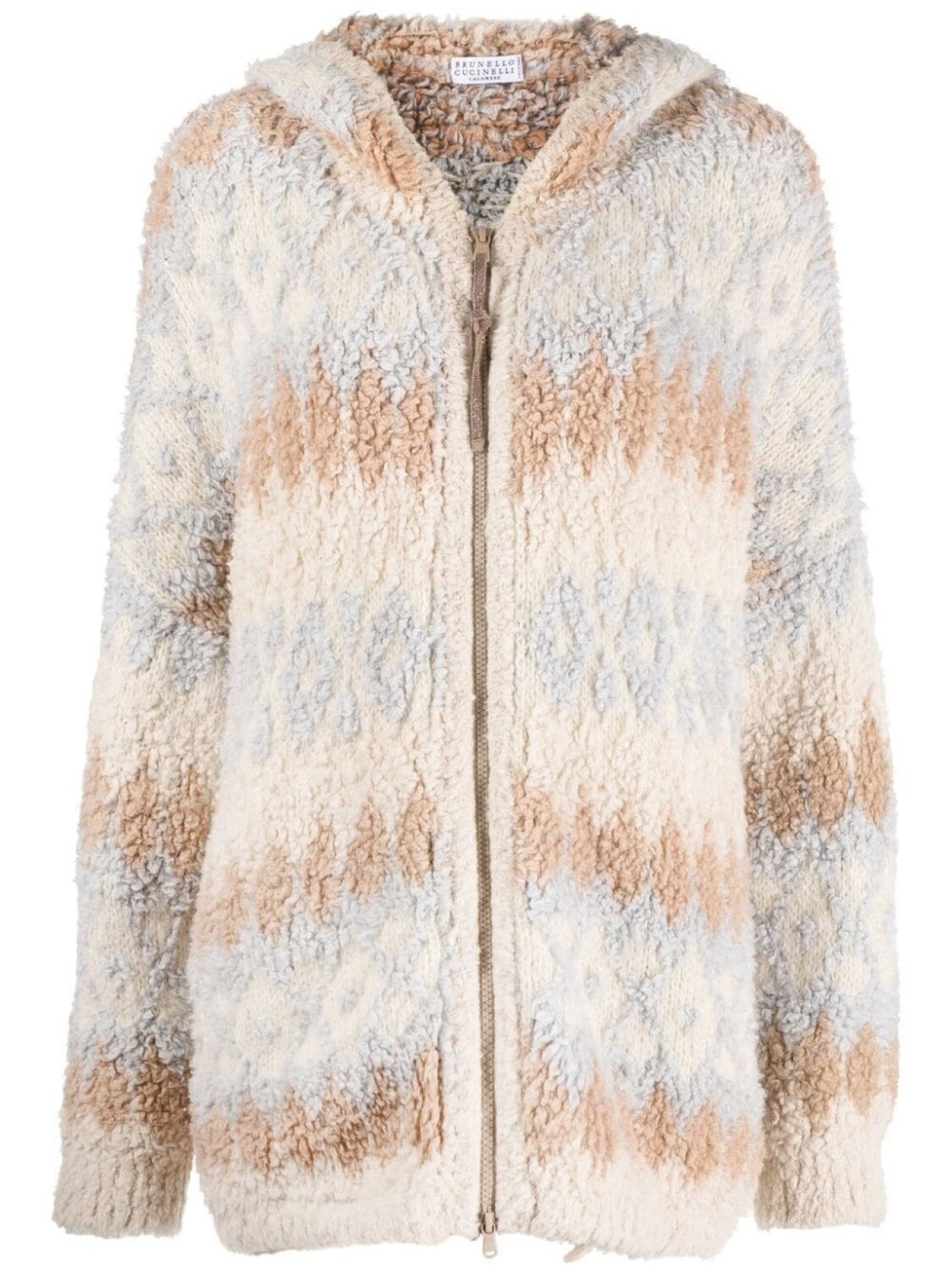 

Brunello Cucinelli кардиган из ткани букле с капюшоном, нейтральный цвет