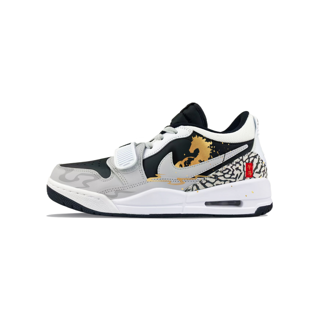 

Jordan Legacy 312 Horse Gold Texture Low top детские баскетбольные кроссовки Black White Unisex