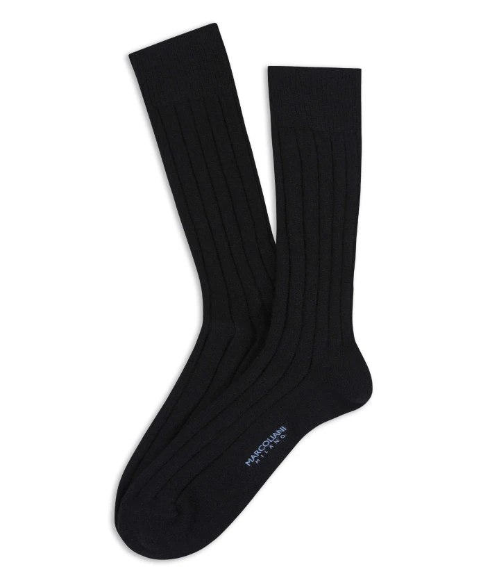 

Ребристые носки до середины икры из кашемира Marcoliani, черный