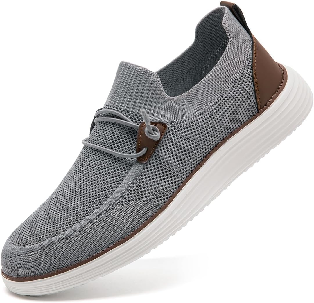 

Мужские лоферы слипоны, мужские лодочные туфли, повседневные прогулочные туфли для мужчин, удобные, легкие и дышащие Wohhhw, светло-серый