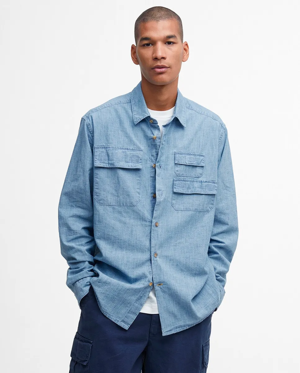 

Мужская рубашка с длинным рукавом однотонная Barbour, синий