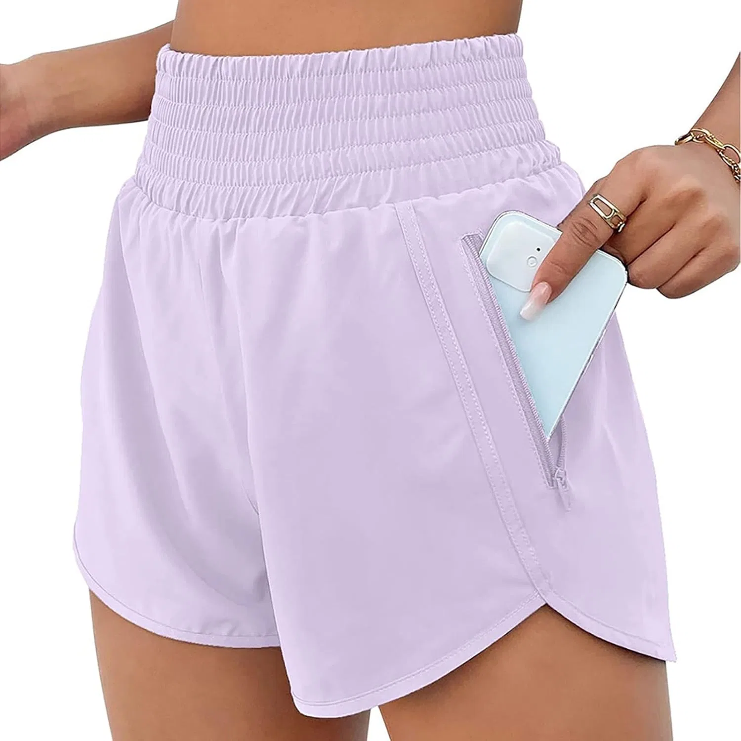 Женские шорты для бега и йоги с высокой талией, Light Purple