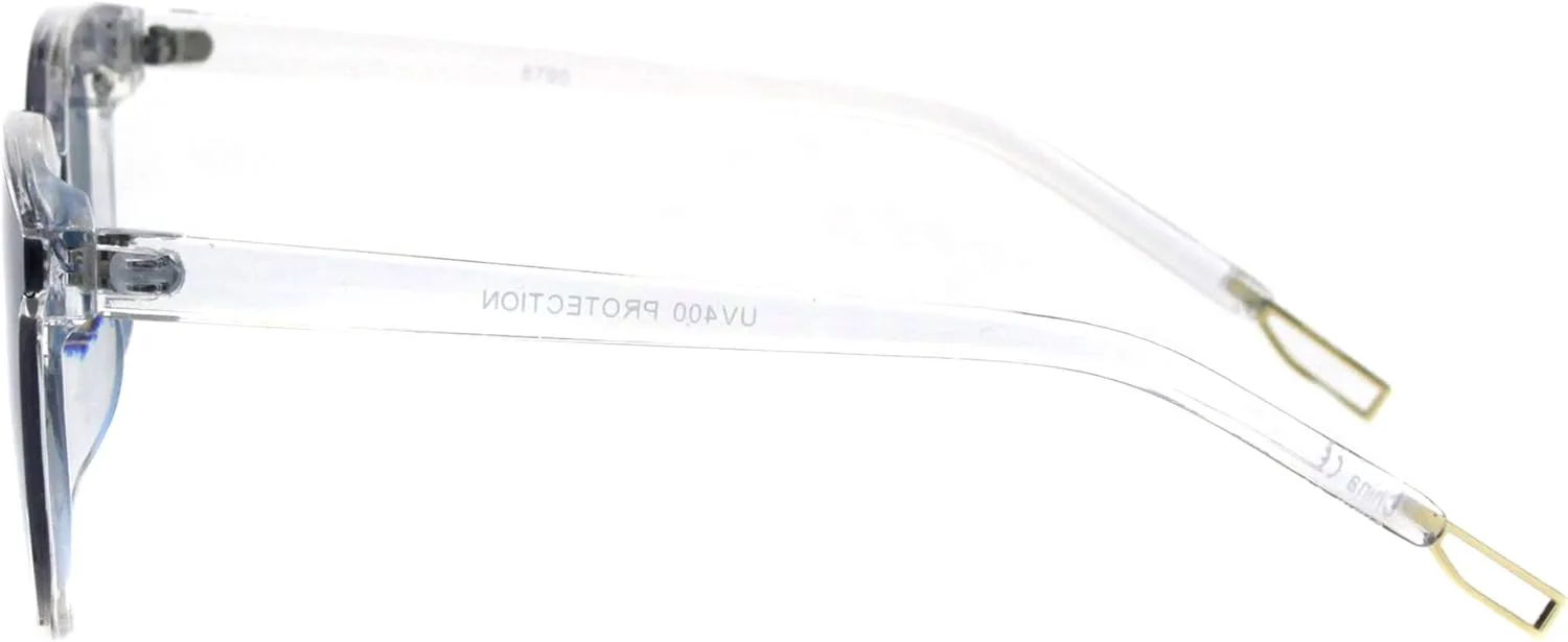 

Солнцезащитные очки PASTL в закругленной квадратной оправе с металлическими наконечниками, дизайнерский стиль, защита от УФ-излучения 400, Clear (Mirror Blue)