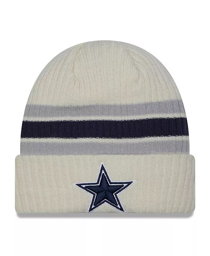 

Мужская кремовая вязаная шапка с манжетами в полоску с надписью Dallas Cowboys Team New Era