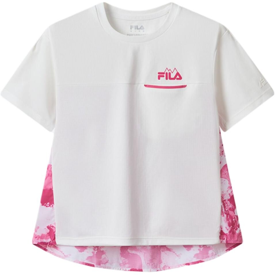 

Детская футболка ФИЛА FILA, цвет Cloud White/Bliss Pink/Green