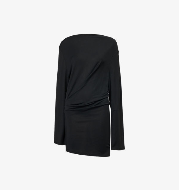 

Платье мини из смесовой ткани со сборками Croisiere Jacquemus, черный