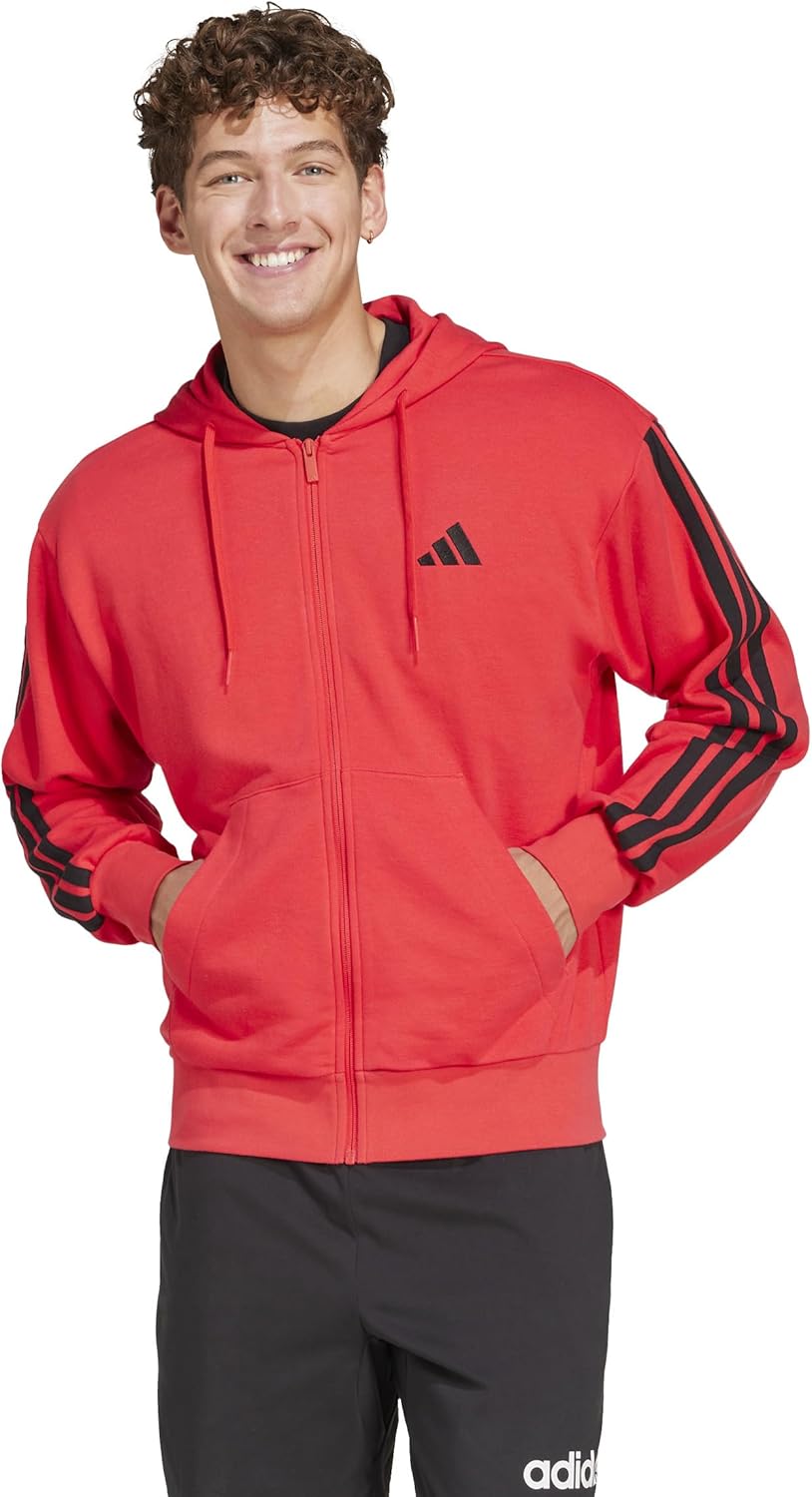 

Мужская толстовка adidas Essentials 3-Stripes French Terry Full-Zip Hoodie (KTE94), черный