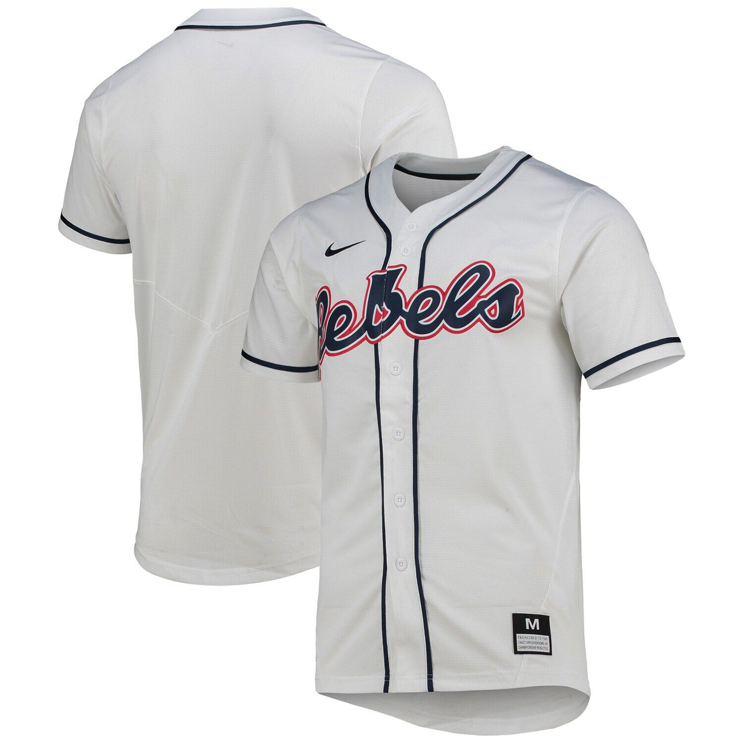 

Мужская белая бейсбольная майка Ole Miss Rebels Replica Nike, Белый, Мужская белая бейсбольная майка Ole Miss Rebels Replica Nike