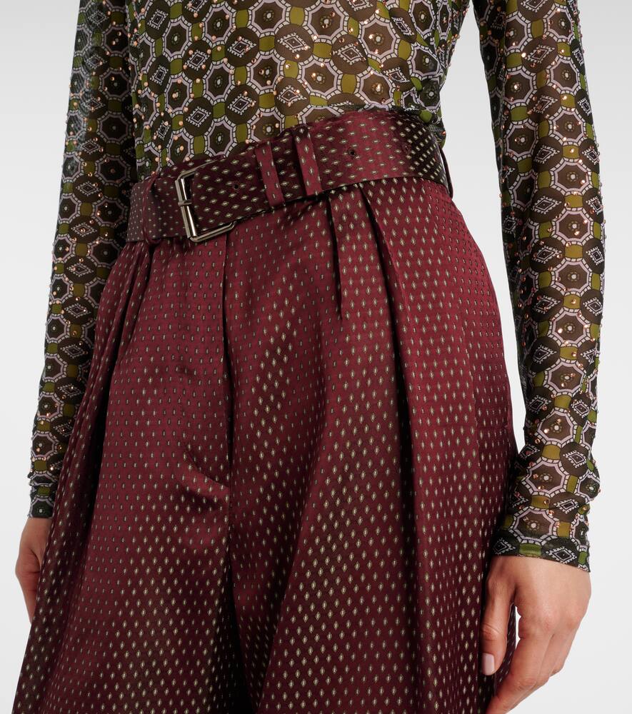 Широкие брюки с высокой посадкой и поясом Dries Van Noten, Burgundy — фото 4