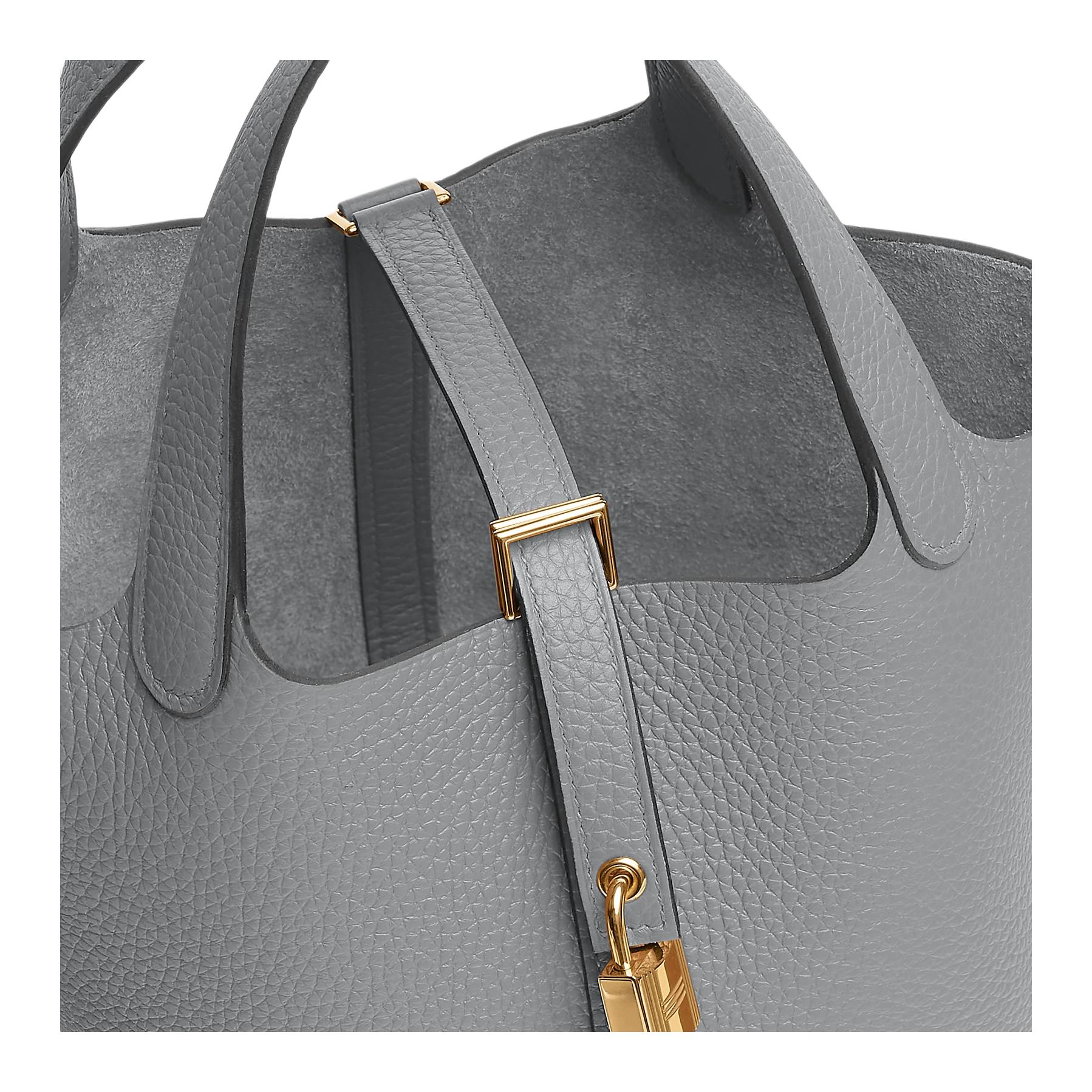 Сумка Picotin Lock Clemence Calfskin, ведро, женская сумка gray HERMES — фото 4