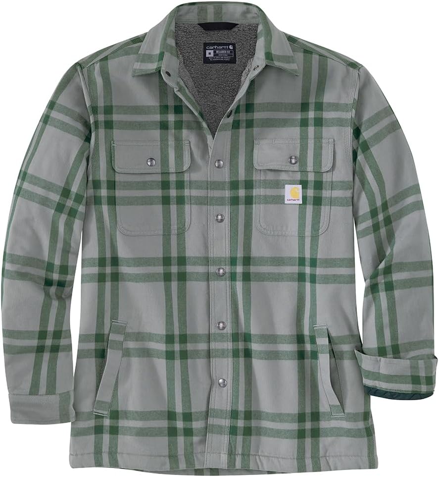 

Carhartt мужская 106354 рубашка-поло с подкладкой из флиса и шерпы, свободного кроя, Weather Ash