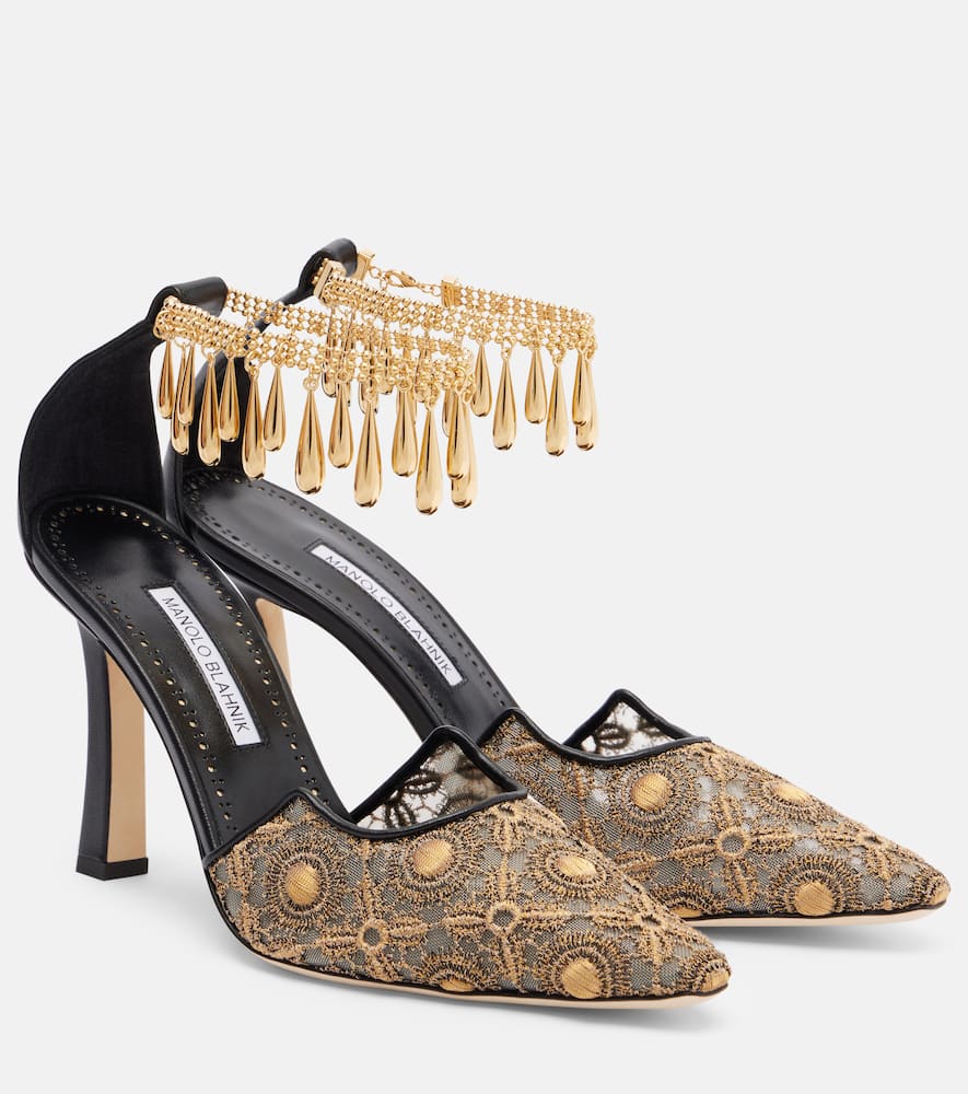 Harnicus 105 туфли-лодочки с кожаной отделкой и шнуровкой Manolo Blahnik, Ywov 977v/Blck 0015