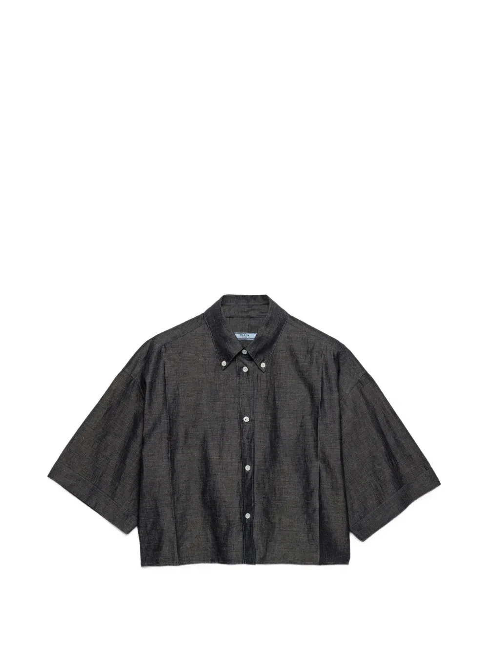 Рубашка из шамбре с коротким рукавом Prada, синий