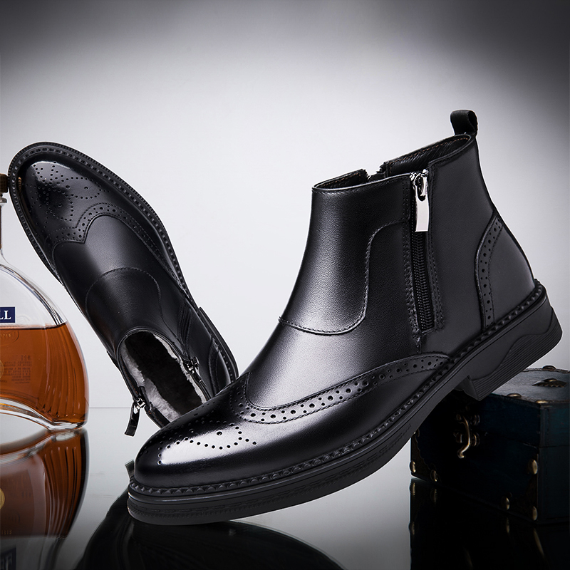 Bull Thunder Мужские черные утепленные ботинки на каблуке 3,5 см, цвет Black Insulated Shoes — фото 3