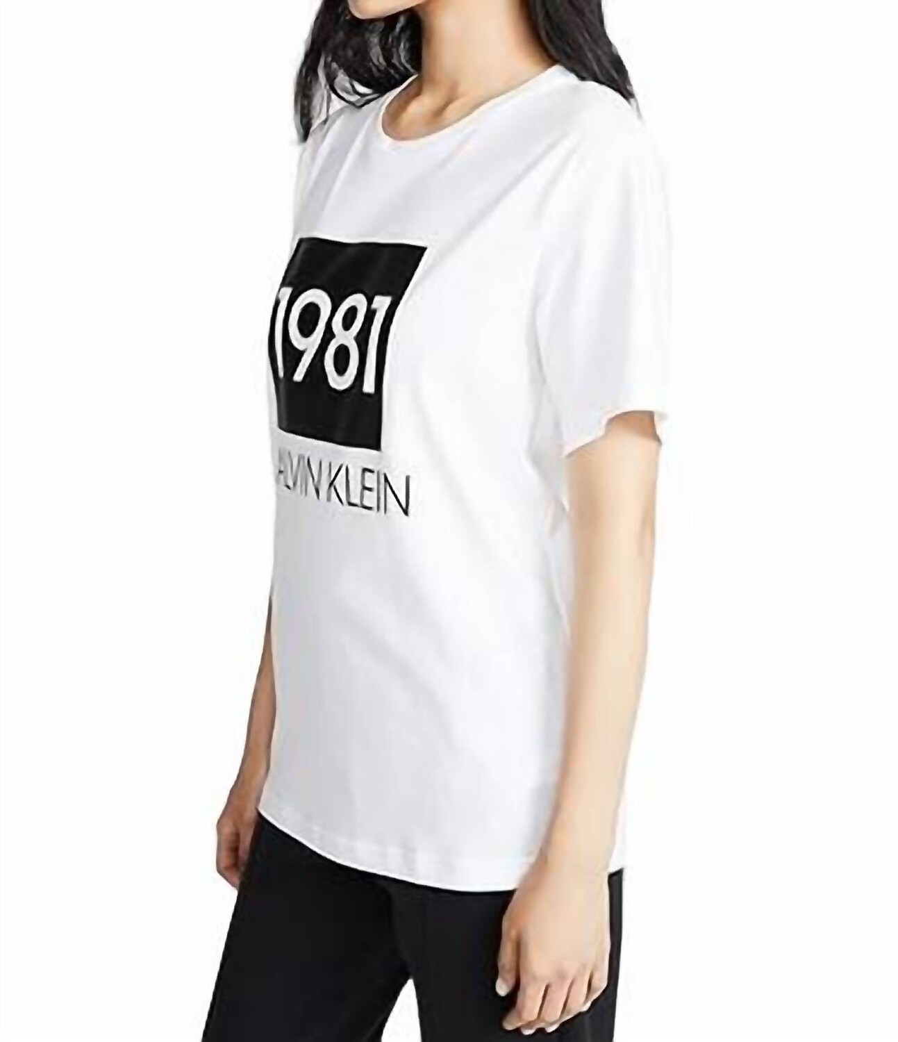 

Белая хлопковая футболка с круглым вырезом 1981 года Calvin Klein, белый